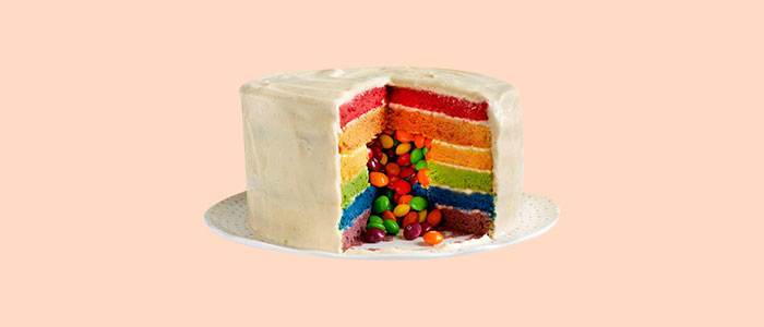 Rainbow Colours Grand Fudge Cake 